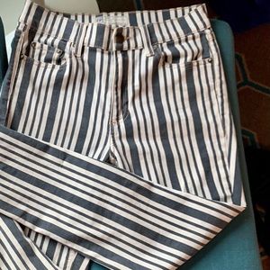 Free People wide stripe ankle length skinny jeans